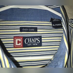 Chaps Men's Blue and White Striped Casual Shirt